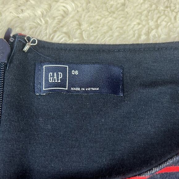 Gap maroon and navy striped long sleeved fit and flare dress, 6 - Picture 7 of 9